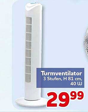 Turmventilator 3 Stufen, H 81 cm, 40 W