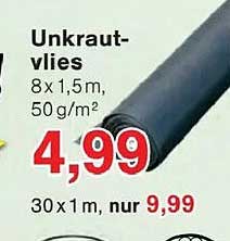 Unkrautvlies 8 x 1,5 m, 50 g/m²