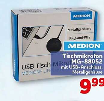 USB Tisch-Mikrofon MG-88052 mit USB-Anschluss, Metallgehäuse