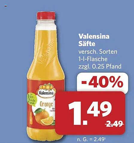Valensina Säfte versch. Sorten 1-l-Flasche zzgl. 0.25 Pfand