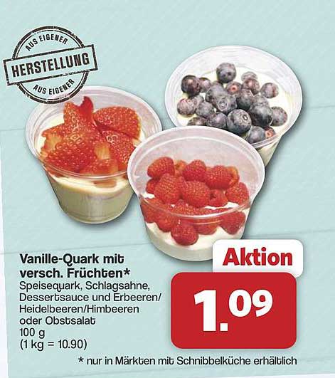 Vanille-Quark mit versch. Früchten*