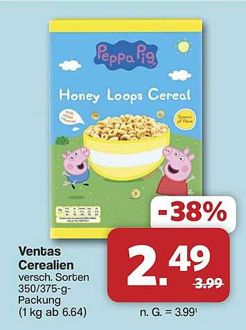 Ventas Cerealien versch. Sorten 350/375-g-Packung (1 kg ab 6.64)