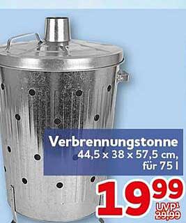 Verbrennungstonne 44,5 x 38 x 57,5 cm, für 75 l