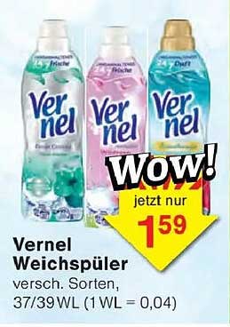 Vernel Weichspüler vers. Sorten, 37/39 WL (1 WL = 0,04)
