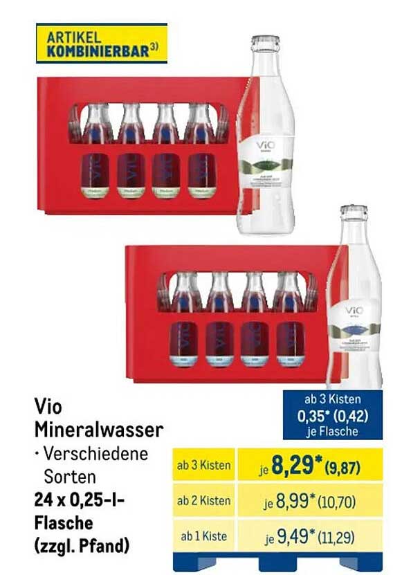 Vio Mineralwasser • Verschiedene Sorten 24 x 0,25-l-Flasche (zzgl. Pfand)