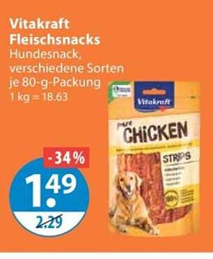 Vitakraft Fleischsnacks Hundesnack, verschiedene Sorten je 80-g-Packung