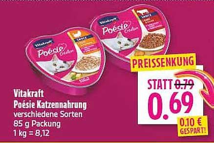 Vitakraft Poésie Katzen­nahrung verschiedene Sorten 85 g Packung 1 kg = 8,12