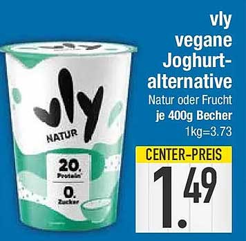 vly vegane Joghurt-alternative Natur oder Frucht je 400g Becher