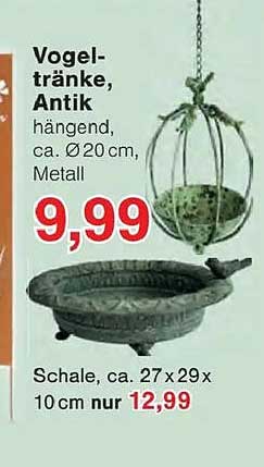 Vogel-tränke, Antik, hängend, ca. Ø20 cm, Metall