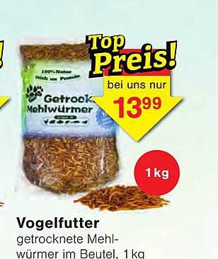 Vogelfutter getrocknete Mehlwürmer im Beutel, 1 kg