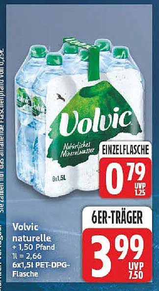 Volvic naturelle + 1,50 Pfand 1 = 2,66 6x1,5l PET-DPG-Flasche