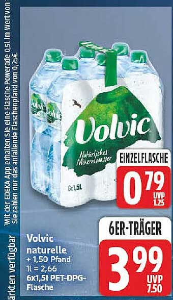 Volvic naturelle + 1,50 Pfand 1l = 2,66 6x1,5l PET-DPG-Flasche