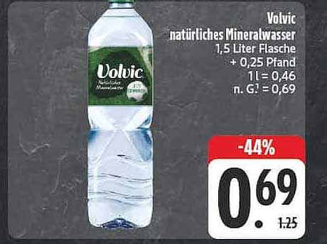 Volvic natürliches Mineralwasser 1,5 Liter Flasche + 0,25 Pfand