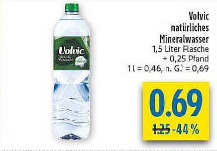 Volvic natürliches Mineralwasser 1,5 Liter Flasche + 0,25 Pfand