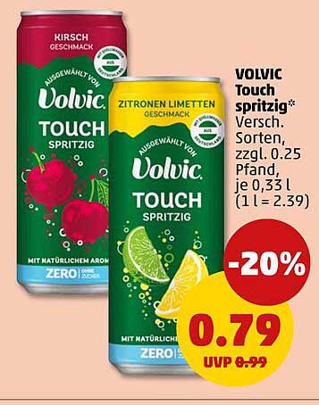 VOLVIC Touch spritzig* Versch. Sorten. zzgl. 0.25 Pfand, je 0,33 l (1 l = 2.39)