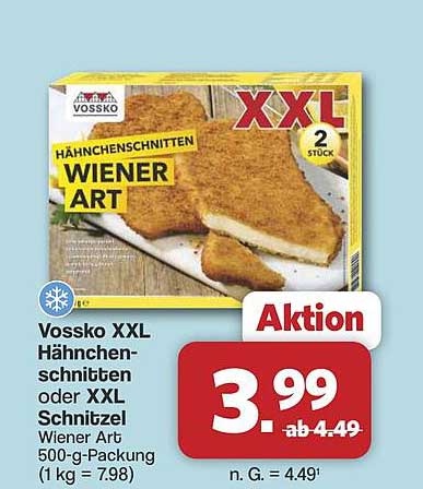 Vossko XXL Hähnchenschnitzel oder XXL Schnitzel Wiener Art 500-g-Packung (1 kg = 7,98)