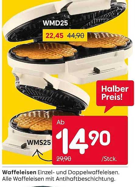 Waffeleisen Einzel- und Doppelwaffeleisen. Alle Waffeleisen mit Antihaftbeschichtung.