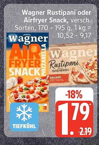 Wagner Rustipani oder Airfryer Snack, versch. Sorten, 170 - 195 g, 1 kg = 10,52 - 9,17