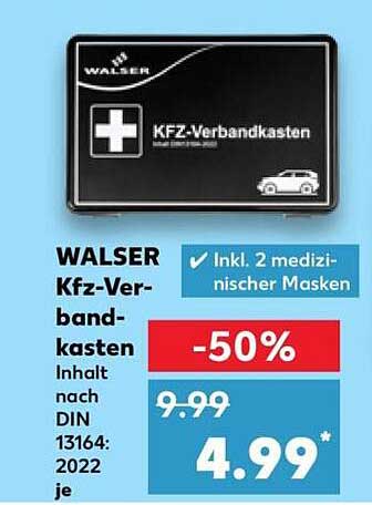 WALSER Kfz-Verbandkasten Inhalt nach DIN 13164:2022 je