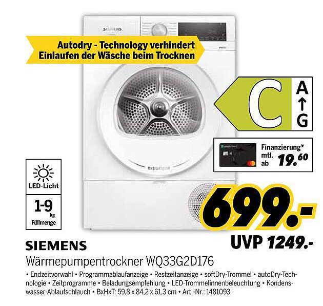 Wärmepumpentrockner WQ33G2D176