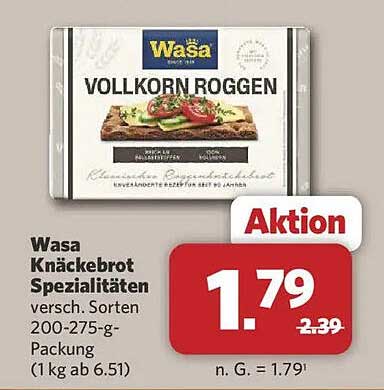 Wasa Knäckebrot Spezialitäten versch. Sorten 200-275-g-Packung (1 kg ab 6.51)