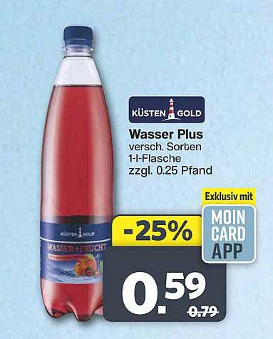 Wasser Plus versch. Sorten 1-l-Flasche zzgl. 0.25 Pfand