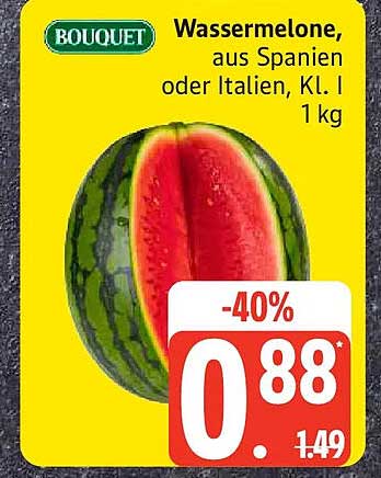 Wassermelone, aus Spanien oder Italien, Kl. I 1 kg
