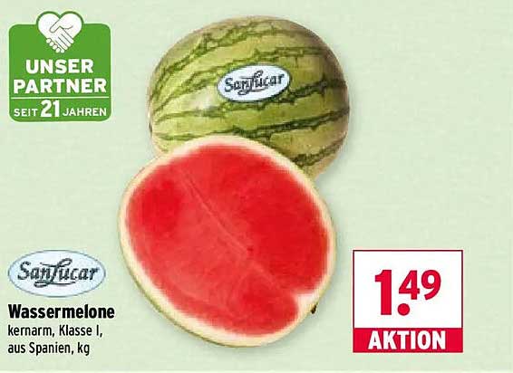 Wassermelone kernarm, Klasse I, aus Spanien, kg