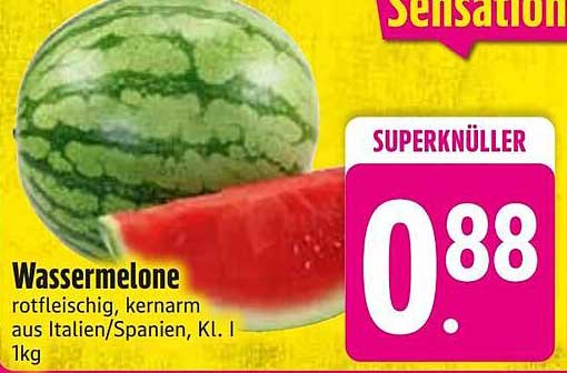 Wassermelone rotfleischig, kernarm aus Italien/Spanien, Kl. I 1kg