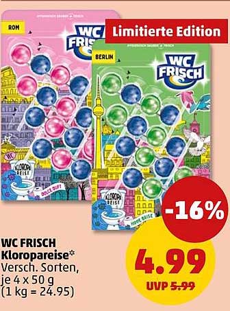 WC FRISCH Kloreparise* Versch. Sorten, je 4 x 50 g (1 kg = 24.95)