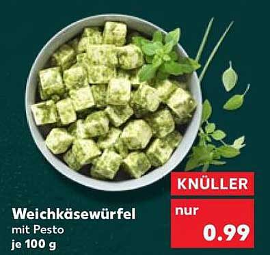 Weichkäsewürfel mit Pesto je 100 g
