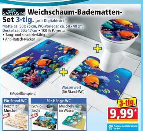 Weichschaum-Badematten-Set 3-tlg. ..mit Digitaldruck