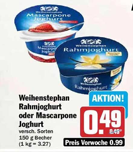 Weihenstephan Rahmjoghurt oder Mascarpone Joghurt