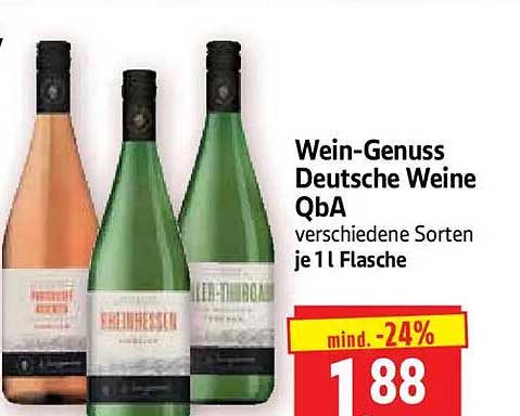 Wein-Genuss Deutsche Weine QbA verschiedene Sorten je 1 l Flasche