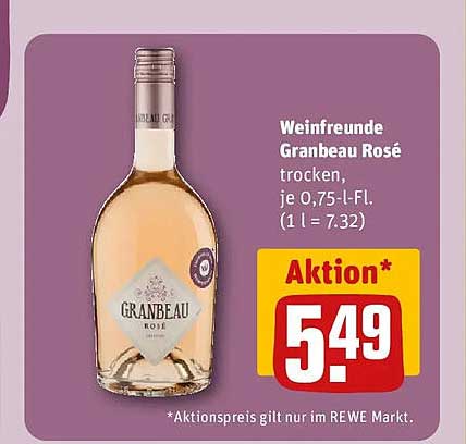 Weinfreunde Granbeau Rosé trocken, je 0,75-l-Fl. (1 l = 7.32)