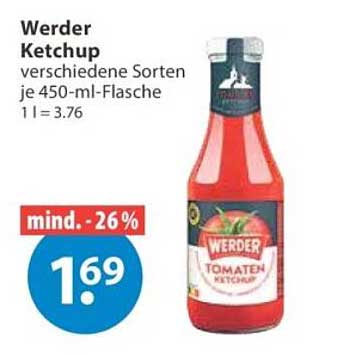 Werder Ketchup verschiedene Sorten je 450-ml-Flasche 1 l = 3.76