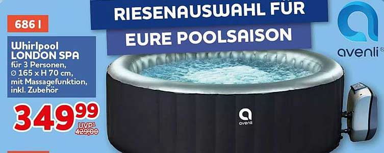 Whirlpool LONDON SPA für 3 Personen, Ø 165 x H 70 cm, mit Massagefunktion, inkl. Zubehör