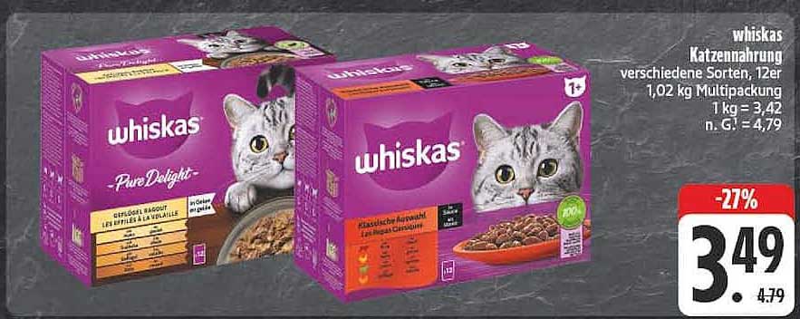 whiskas Katzennahrung verschiedene Sorten, 12er 1,02 kg Multipackung