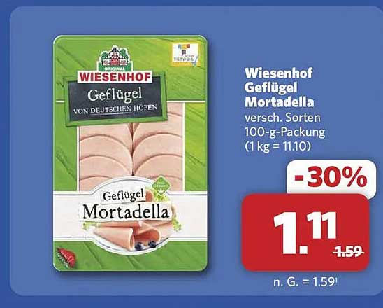Wiesenhof Geflügel Mortadella versch. Sorten 100-g-Packung