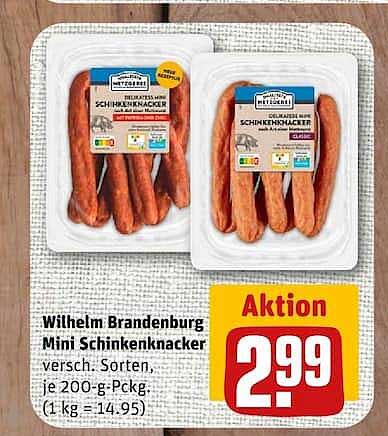 Wilhelm Brandenburg Mini Schinkenknacker versch. Sorten, je 200 g-Packg. (1 kg = 14.95)