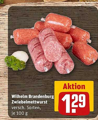 Wilhelm Brandenburg Zwiebelmettwurst versch. Sorten, je 100 g