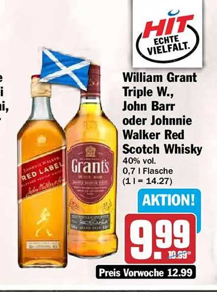 William Grant Triple W., John Barr oder Johnnie Walker Red Scotch Whisky