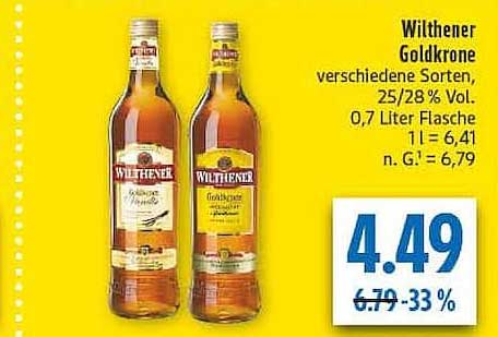 Wilthener Goldkrone verschiedene Sorten, 25/28% Vol., 0,7 Liter Flasche