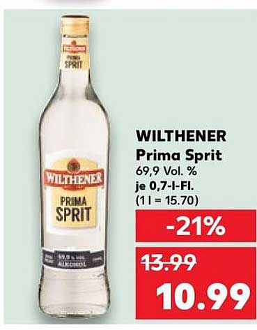 WILTHENER Prima Sprit 69,9 Vol. % je 0,7-l-Fl. (1 l = 15.70)
