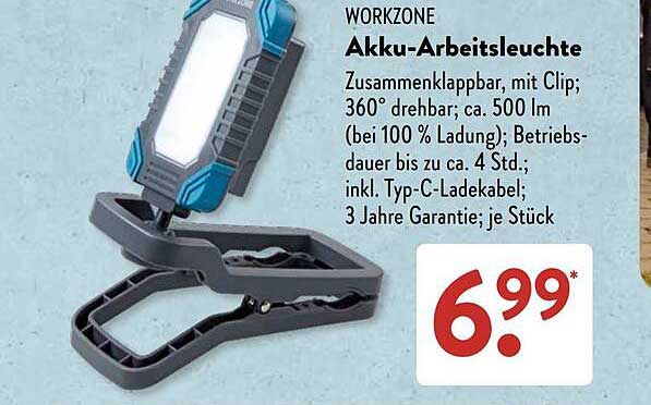 WORKZONE Akku-Arbeitsleuchte