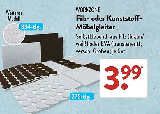 WORKZONE Filz- oder Kunststoff-Möbelleiter