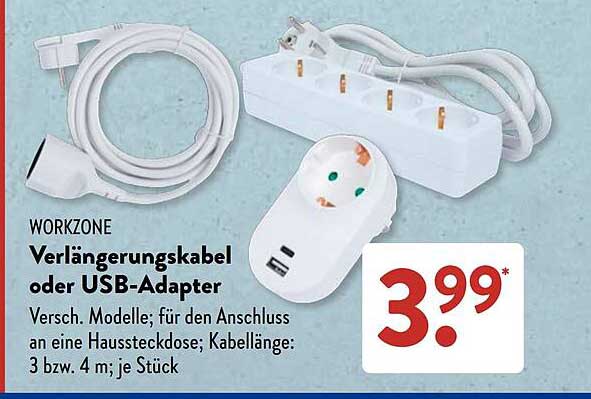WORKZONE Verlängerungskabel oder USB-Adapter