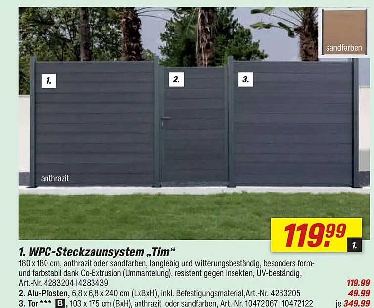 WPC-Steckzaunsystem „Tim“