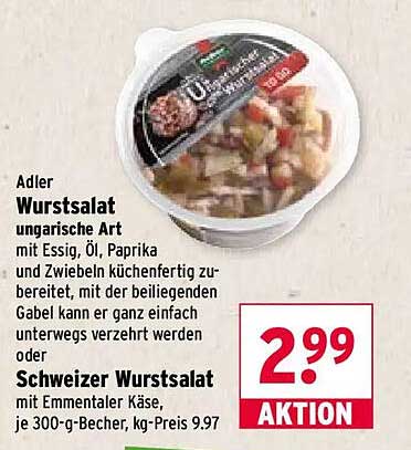 Wurstsalat ungarische Art oder Schweizer Wurstsalat