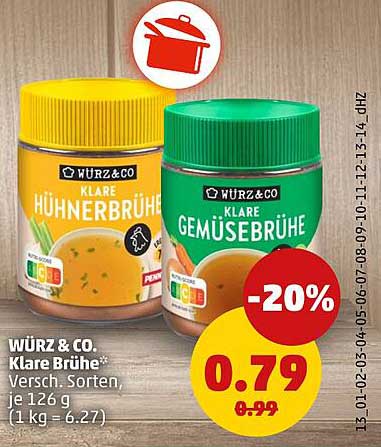 WÜRZ & CO. Klare Brühe* Versch. Sorten je 126 g (1 kg = 6.27)